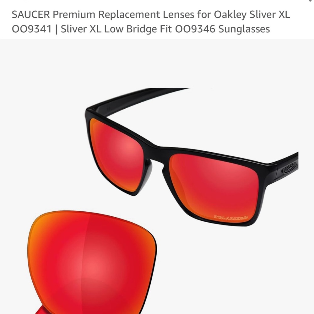 Oakley Sliver XL replacement lenses - saucer brand - Sliver XL Low Bridge